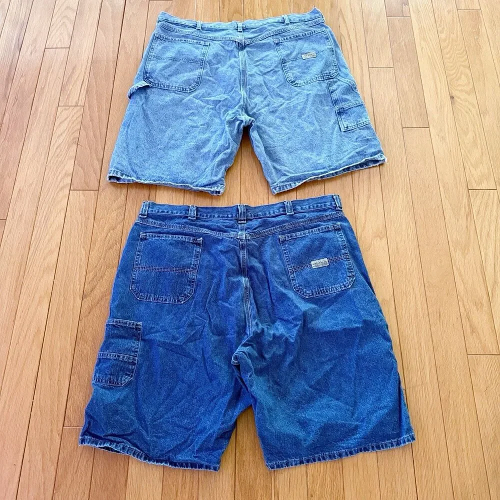 LOT/BUNDLE Vintage Mens Wrangler Jean Carpenter Cargo Shorts Sz 42 Jorts Cotton